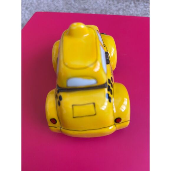 New York Yellow Taxi Cab Ceramic Trinket Box Hand Painted 4" W - Picture 3 of 5